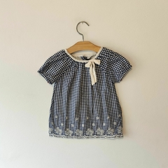 VESTIDO - LITTLE AKIABARA - TALLE 9 MESES - CUADROS AZULES