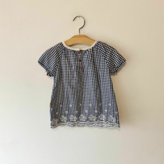 VESTIDO - LITTLE AKIABARA - TALLE 9 MESES - CUADROS AZULES - comprar online