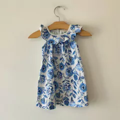MUSCULOSA - MINIMIMO - TALLE 9 A 12 MESES - BLANCO FLOREADO AZUL