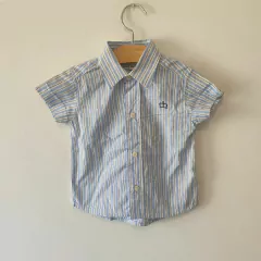 CAMISA - PAULA CAHEN D'ANVERS - TALLE 6 MESES - A RAYAS CELESTE Y BLANCA