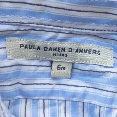 CAMISA - PAULA CAHEN D'ANVERS - TALLE 6 MESES - A RAYAS CELESTE Y BLANCA - tienda online