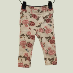 PANTALÓN - H&M - TALLE 6 A 9 MESES - BEIGE MOTIVO FLORES - comprar online