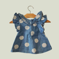 BLUSA - CARTER'S - TALLE 0 MESES - A LUNARES JEAN AZUL en internet