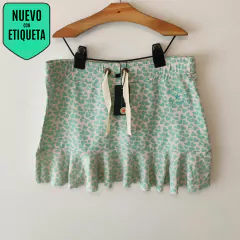 POLLERA - KOSIUKO - TALLE 14 AÑOS - BLANCO CON CORAZONES VERDES