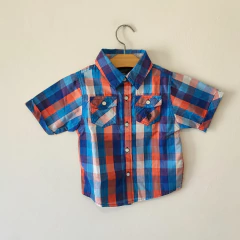 CAMISA MC - U.S POLO ASSN - TALLE 24 MESES - A CUADROS NARANJA Y AZUL - comprar online