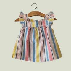 VESTIDO - CARTER'S - TALLE 9 MESES - A RAYAS ROSA, CELESTE Y AMARILLO - comprar online