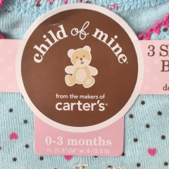 Imagen de BODY - CARTER´S - TALLE 0 A 3 MESES - SET X3 UNIDADES MOTIVOS VARIOS MANGA CORTA