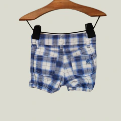 SHORT - BABYCOTTONS - TALLE 3 MESES - A CUADROS BLANCO Y CELESTE - comprar online