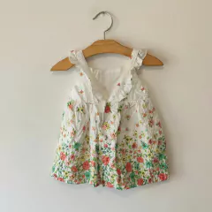 VESTIDO MC - ZARA - TALLE 6 A 9 MESES - BLANCO FLOREADO - comprar online