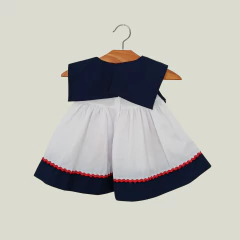 VESTIDO - MSJ KIDS - TALLE 9 MESES - AZUL Y BLANCO MOTIVO BARCOS - comprar online