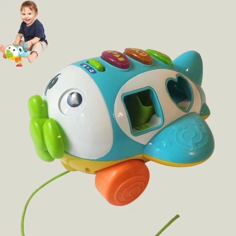 JUGUETE DIDÁCTICO - AVIÓN DE ARRASTRE CON ENCASTRE DE FORMAS CON LUZ Y MÚSICA - comprar online
