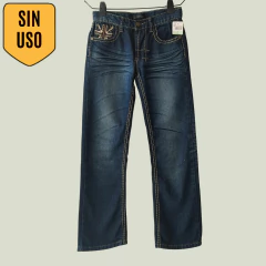 PANTALÓN JEAN - SMASH - TALLE 8 AÑOS - AZUL CON TECHAS EN LOS BOLSILLOS TRASEROS - comprar online