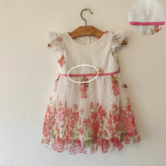 VESTIDO - LITTLE TOPSIS - TALLE 9 A 12 MESES - BLANCO MOTIVO FLORES - tienda online