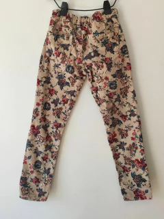 PANTALÓN - ZARA - TALLE 7 A 8 AÑOS - CORDEROY BEIGE MOTIVO FLORES en internet