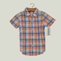 CAMISA - CARTER'S - TALLE 3 AÑOS - A CUADROS SALMÓN Y AZUL en internet