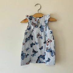 VESTIDO MC - H&M - TALLE 6 A 9 MESES - A RAYAS CELESTE MOTIVO MARIPOSAS en internet