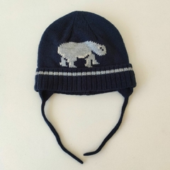 GORRO - ZARA - TALLE 38 CM DE CIRCUNFERENCIA - AZUL MOTIVO OSO