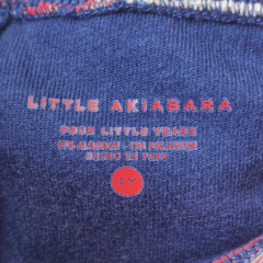 PANTALÓN - LITTLE AKIABARA - TALLE 4 AÑOS - PLUSH AZUL CON DETALLES A RAYAS ROJO - PilchaGo