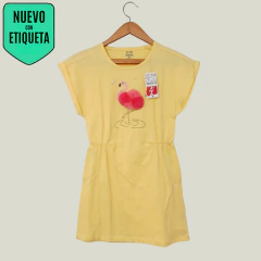 VESTIDO - KIABI - TALLE 8 AÑOS - AMARILLO MOTIVO FLAMENCO