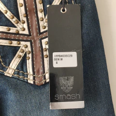 PANTALÓN JEAN - SMASH - TALLE 8 AÑOS - AZUL CON TECHAS EN LOS BOLSILLOS TRASEROS - tienda online