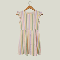 VESTIDO - H&M - TALLE 8 AÑOS - BEIGE A RAYAS