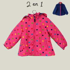 CAMPERA ABRIGO - CARTER'S - TALLE 3 AÑOS - 2 EN 1 ROSA A LUNARES