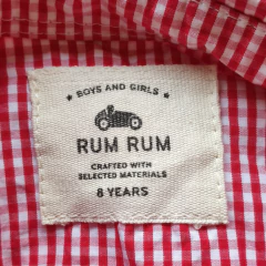 CAMISA - RUM RUM - TALLE 8 AÑOS - A CUADROS ROJO Y BLANCO - PilchaGo