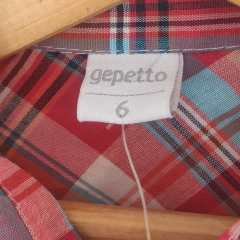CAMISA - GEPETTO - TALLE 6 AÑOS - A CUADROS ROJO Y CELESTE