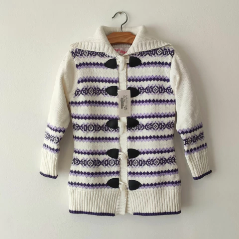 SAQUITO - BELL BELL - TALLE 4 AÑOS - BLANCO Y VIOLETA CON BOTONES CON PELUCHE INTERNO - comprar online