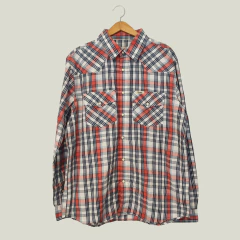 CAMISA - WRANGLER - TALLE M - A CUADROS AZUL Y NARANJA - comprar online