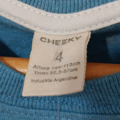 REMERA - CHEEKY - TALLE 4 AÑOS - AZUL CON LEYENDA PARADISE BEACH - tienda online