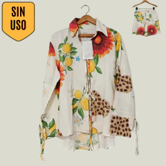 CONJUNTO - MILLIE - TALLE M - SET X2 (CAMISA Y SHORT) CREMA MOTIVO FLORES