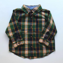 CAMISA - OLD NAVY - TALLE 6 A 12 MESES - CUADROS VERDE AMARILLO Y AZUL