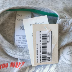 REMERA - CHEEKY - TALLE 12 A 18 MESES - GRIS CON LEYENDA en internet