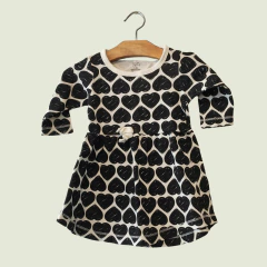 VESTIDO - TOUCHED BY NATURE - TALLE 0 A 3 MESES - BLANCO NEGRO MOTIVO CORAZONES - comprar online