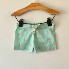 SHORT - OMINI - TALLE 6 MESES - VERDE AGUA MOTIVO FLAMENCOS