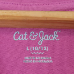 REMERA - CAT & JACK - TALLE 10 A 12 AÑOS - ROSA MOTIVO CORAZONES - PilchaGo