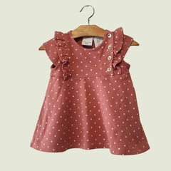 VESTIDO - TAHARI - TALLE 3 A 6 MESES - SALMON MOTIVO LUNARES - comprar online