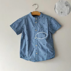 CAMISA MC - H&M - TALLE 2 A 3 AÑOS - CELESTE MOTIVO PALMERAS - tienda online