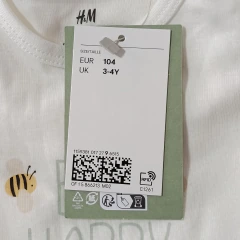 BODY - H&M - TALLE 4 AÑOS - BLANCO CON LEYENDA BEE HAPPY en internet