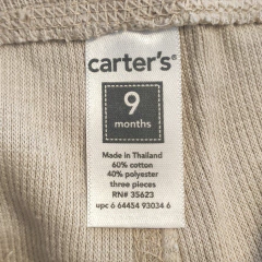 CONJUNTO - CARTER'S - TALLE 9 MESES - SET X3 (REMERA ML, PANTALÓN PL Y GORRITO) A RAYAS MARRÓN