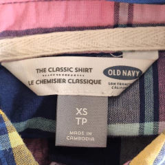CAMISA - OLD NAVY - TALLE XS - A CUADROS ROSA Y AZUL - PilchaGo