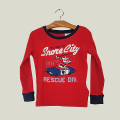 REMERA - CARTER'S - TALLE 9 A 12 MESES - ROJO MOTIVO POLICÍA CON LEYENDA WELCOME TO SNORE CITY RESCUE DIV - comprar online