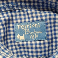 CAMISA - FERRIONI - TALLE 18 MESES - A CUADROS BLANCO Y AZUL en internet