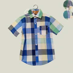 CAMISA - CARTER'S - TALLE 4 AÑOS - A CUADROS AZUL, AMARILLO Y VERDE - PilchaGo