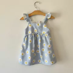 VESTIDO MC - ZARA - TALLE 12 A 18 MESES - CELESTE MOTIVO FLORES