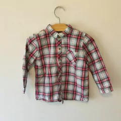 CAMISA - ZARA - TALLE 18 A 24 MESES - A CUADROS ROJO Y BLANCO ML