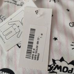 MUSCULOSA - GRISINO - TALLE 4 A 5 AÑOS - RAYAS BLANCO Y ROSA MOTIVO DIBUJOS - tienda online