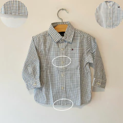 CAMISA ML - TOMMY HILFIGER - TALLE 12 MESES - A CUADROS BLANCO Y CELESTE - tienda online