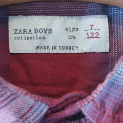 CAMISA ML - ZARA - TALLE 7 AÑOS - A CUADROS ROJO - PilchaGo